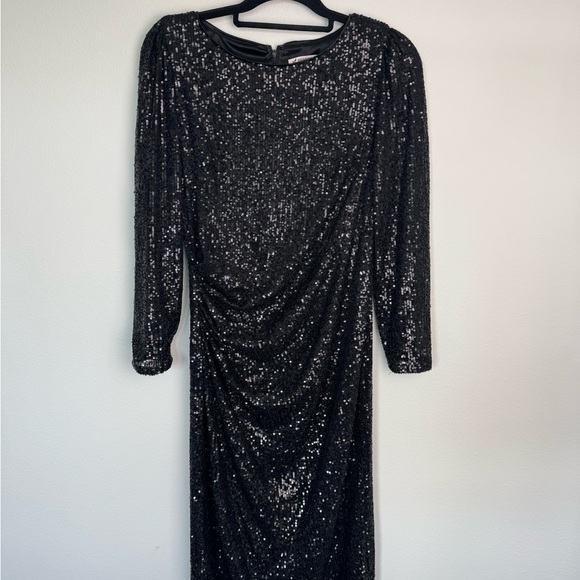 Nanette Lepore Black sequin long sleeve midi  party dress size 10 - Picture 3 of 14